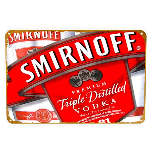 KNIOIL Smirnoff Vodka Poster Vintage Metal Tin sign Logo Family Club Bar Cafe Bedroom Art Wall Decoration Gift 8x12 inches