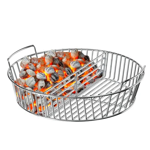 Skyflame Charkettle Stainless Steel Charcoal Basket with Divider and Handle, BBQ Accessries Charcoal Holder Compatible with Weber 22