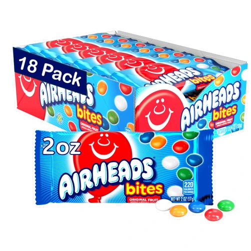 Airheads Candy Bites, Assorted Fruit Flavors, Easter Candy, Easter Basket Essentials Stuffers for Kids and Adults, Individually Wrapped Chewy, 2 Ounces (18-Pack)