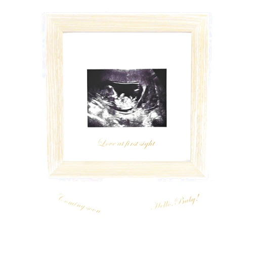 KINLINK Baby Sonogram Picture Frame, Love at First Sight Ultrasound Picture Frame, Pregnancy Gifts for Expecting Mom&Dad, Gender Reveal Party, Baby Keepsake Announcement （Natural Wood）