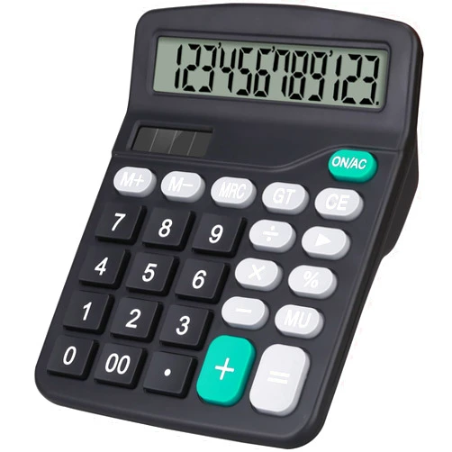 HUTUDD Desktop Calculator, Black Calculator Big Buttons, 12-Digits Large LCD Display, Solar and AA Battery Dual Power, Desk Calculator for Office Home School Business Class (Black)