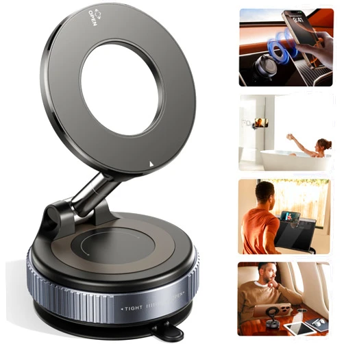 REOKILY 2026 Upgraded Vacuum Magnetic Car Phone Holder 360° Reinforced 96LBS Ultra Suction Cup Phone Mount for MagSafe Cell Phone Holders for Your Car/Gym/Mirror Mount for iPhone & Android