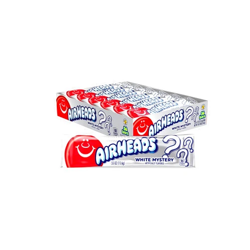 Airheads Candy, White Mystery Flavor, Individually Wrapped Full Size Bars, Taffy, Non Melting, Party, Pack of 36 Bars