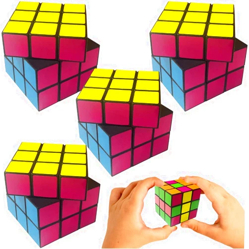 ArtCreativity Neon Puzzle Cubes, Set of 4, 3D Puzzles for Kids with Vibrant Colors, Brain Teaser Puzzles and Travel Toys for Kids, 80s Party Favors for Adults, Colorful Retro Party Decorations