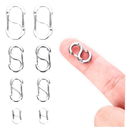 PEUTIER 8pcs Double Opening Shortener Clasps, Necklace Clasp and Closures Stainless Steel Bracelet Connectors Necklace Clip Shortener Charm Clasp for DIY Jewelry Making and Repair (4 Sizes, Silver)