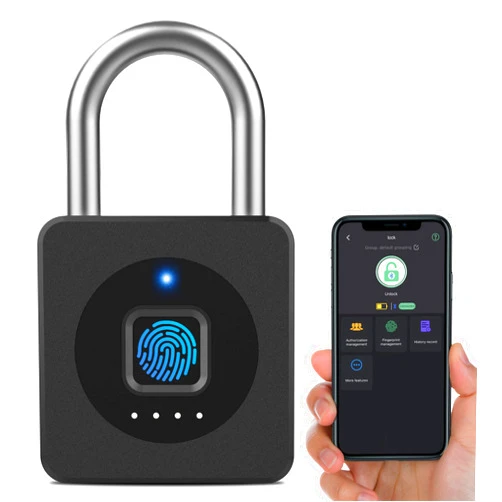 eLinkSmart Fingerprint Gym Locker Lock, Keyless Biometric Padlock, Weatherproof Electronic Digital Bluetooth App Smart Combo Pad Lock for Outdoor Fence Gate School Locker Storage Pool Shed - Black