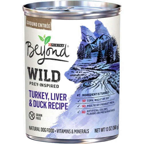 Beyond Purina Beyond High Protein, Grain Free, Natural Pate Wet Dog Food, WILD Turkey, Liver & Duck Recipe - (12) 13 oz. Cans