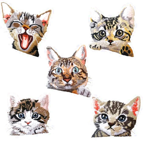 Addones 5Pcs Lifelike Cats Logo Iron On Sew On High-end Embroidered Patch for Jackets Backpacks Jeans and Clothes Badge Applique Sign Sport Decal