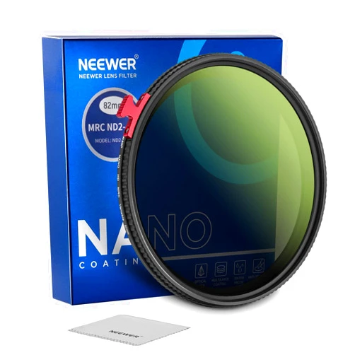 NEEWER 82mm Variable ND Filter ND2-ND400 with Putter, Adjustable Neutral Density Camera Lens Filter(0.3-2.7, 1-9 Stops), 30 Layer Nano Coated/HD Optical Glass/Water Repellent/Anti Scratch/Ultra Slim