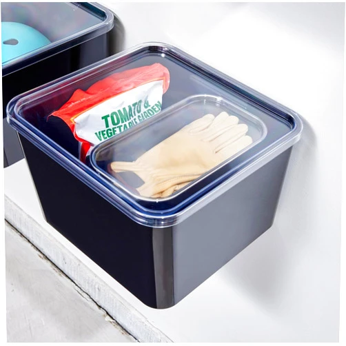 iDesign Storage Bin with Lid & Wall Mount Bracket, The Wallspace Collection – 12