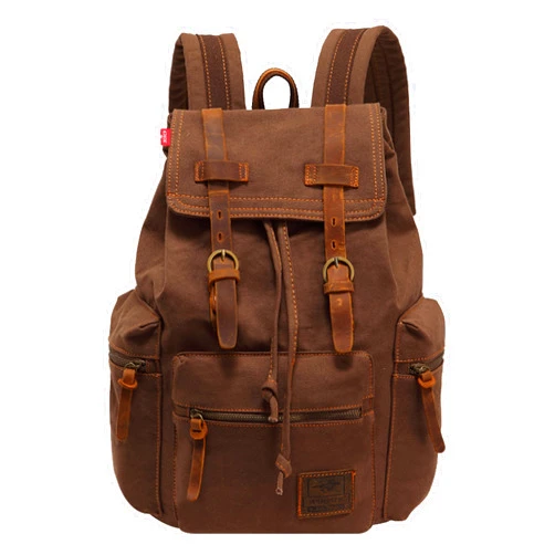 Lachero Men's High Capacity Canvas Backpack Vintage Laptop Backpack Unisex for Hiking Camping Travel Bag (Brown)