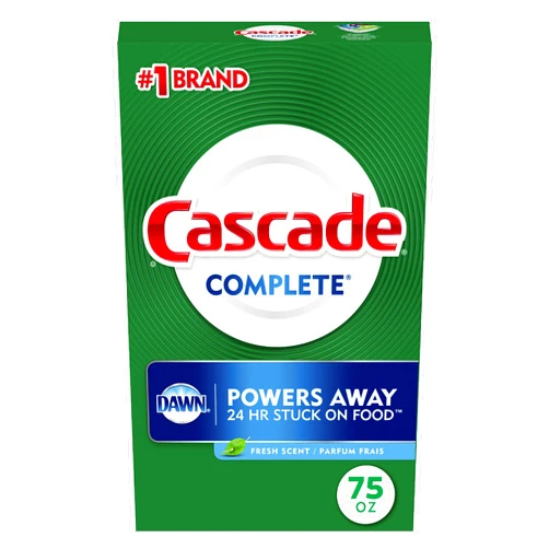 Cascade Complete Powder Dishwasher Detergent, Fresh Scent, 75 oz, White