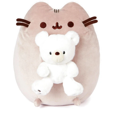 GUND Pusheen with Kai Bear Plush, Stuffed Animal Cat with Teddy Bear for Ages 8 and Up, 9.5”, Gray