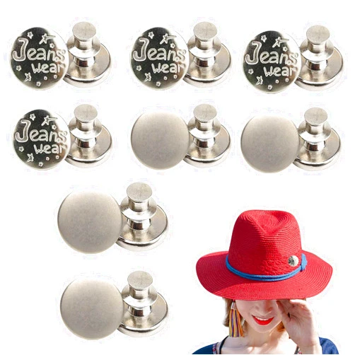 Moliy Jean Button pins,8 Sets of Pants Buttons,Jeans Buttons no Need to sew,Movable and Adjustable Jean Buttons Replacement,Detachable Buttons,Waist Trainer for Women(17mm)