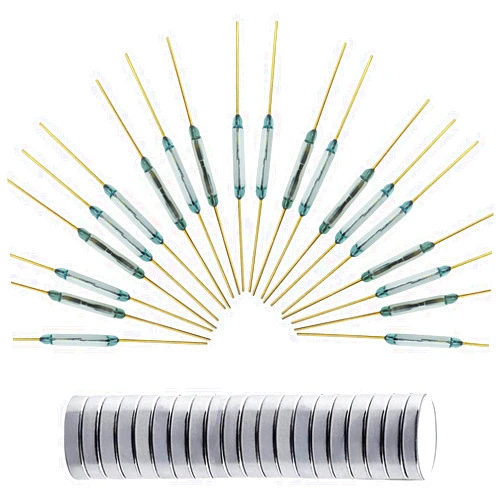 Yomigoo Reed Switch 14mm, Normally Open (N/O) Magnetic Reed Switch (20pcs Glass with Magnets)
