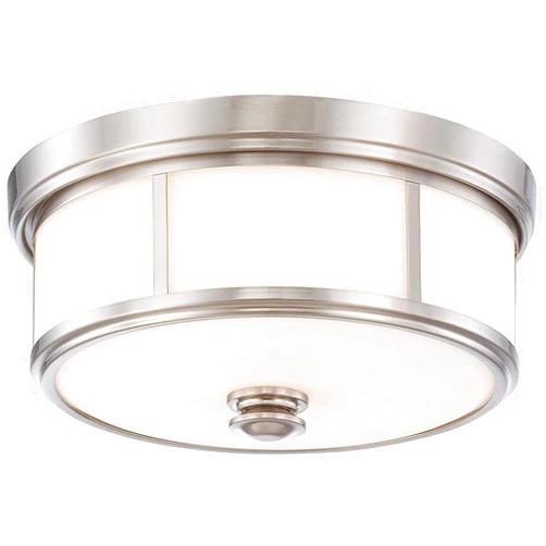 Minka Lavery Flush Mount Ceiling Light 4365-84, Harbour Point Glass Fixture, 2 Light, Nickel
