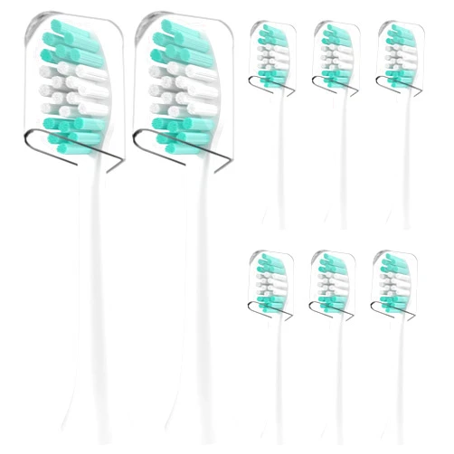 DenSecc Replacement Toothbrush Heads Compatible with Aquasonic Duo Pro and Vibe Series - 8 Pack Electric Brush Heads Compatible with Black Series and Black Series Pro, White