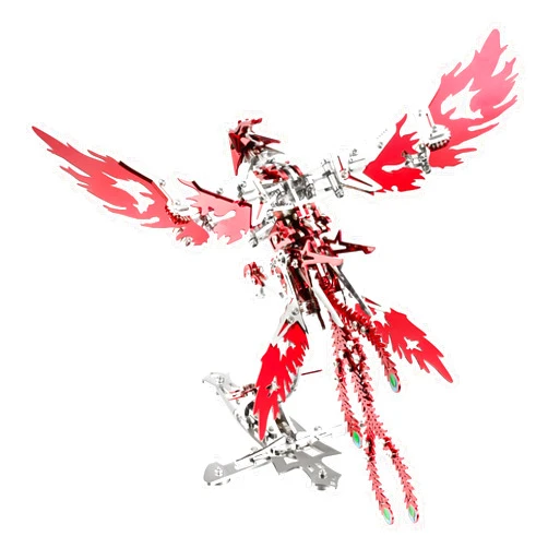 GFU 3D Metal Puzzles for Adults, DIY Metal Assembly Model Kits, Mechanical Phoenix Bird Stainless Steel Building Blocks Craft Toys, Birthday Gifts for Men Women (Red)