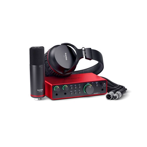 Focusrite Scarlett 2i2 Studio 4th Gen USB Audio Interface Bundle for the Songwriter with Condenser Microphone and Headphones for Recording, Streaming, and Podcasting (Renewed) (Renewed)