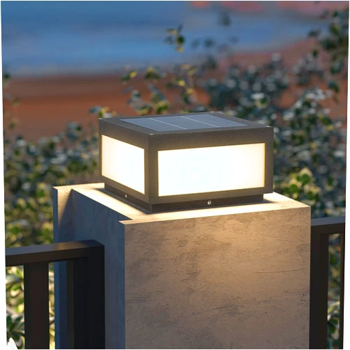 PAKEDANDUN Outdoor Solar Post Light,Modern LED Fence Cap Light Solar Column Pillar Lights IP65 Waterproof Deck Post Lantern Lamp for Flat Surface Patio Garden Decoration with E26 Bulb(10
