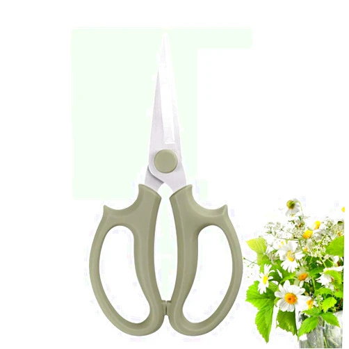 Leize Flower Scissors, Premium Thickened Stainless Steel Floral Shears, Strong Pruner for Flowers, Branches and Leaves (Grey Green Slender)