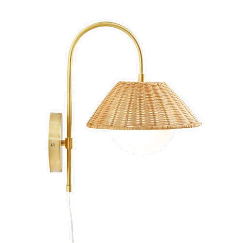 INK+IVY Wall Sconce Lighting - Goose Neck, Metal Base Gold Accent Indoor Light for Living Room, Natural Accent Interior Décor Light, Clear Polarized Cord, in-Line Swtich, Laguna, 13.5