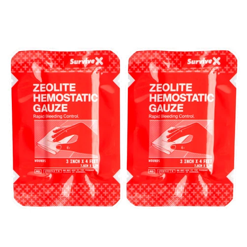 SurviveX Hemostatic Gauze - Quick Blood Clotting Gauze for Wounds - Trauma Kit Hemostatic Dressing - 3 in x 4 FT - 2 PCS