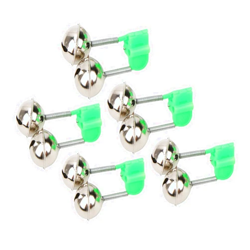 JERYS Fishing Rod Alert Bells, Fishing Rod Bait Alarm, Stainless Steel Plastic, , Green, 5 Pack