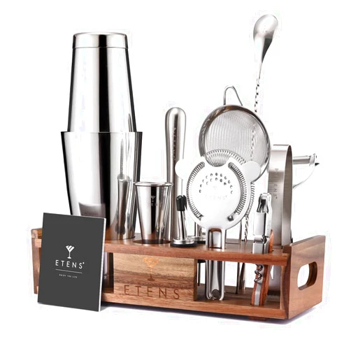 Etens Mixology Bartender Kit Bar Tool Set | Cocktail Making Kit Boston Shaker Set with Stand | Mixed Drink Mixing Professional Martini Shaking Tins Bartending | Home Barware Accessories Equipment