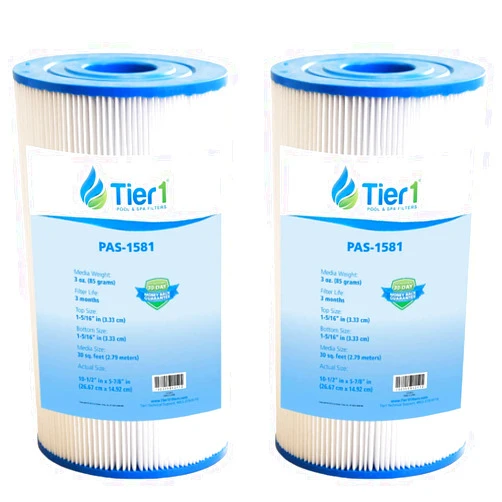 Tier1 Pool & Spa Filter Cartridge 2-pk | Replacement for Watkins 31489, Filbur FC-3915, Unicel C-6330, C-6430, Pleatco PWK30, SD-00328 and More | 30 sq ft Pleated Fabric Filter Media