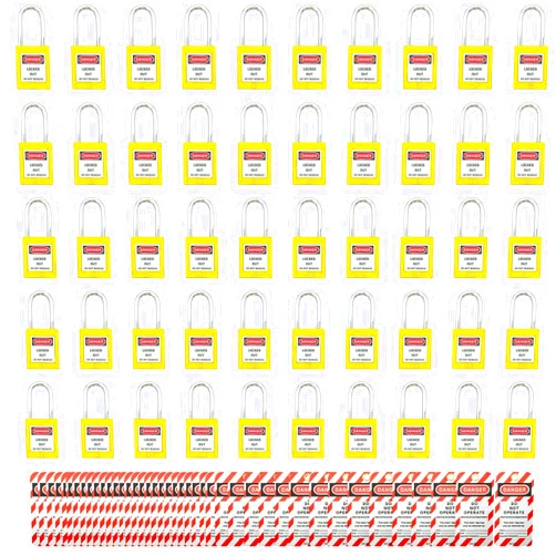 SAFBY 50 Keyed Different Lockout Tagout Locks with 50 Lock Out Tag Out Tags - Loto Safe Padlocks for Lock Out Tag Out Stations and Devices