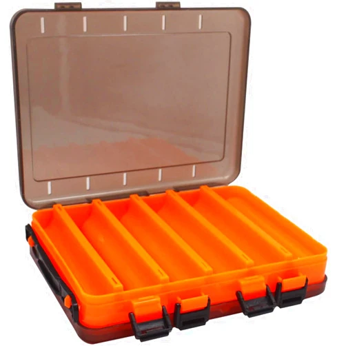 Generic Double Sided Fishing Lures Box Tool Box Organizer， Transparent Visible Inside 14 Compartments with Drain Hole Fishing Accessories