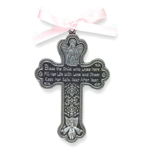 Cathedral Art CM7 Baby Girl Cross Crib Medal, 3-Inch High, Metal