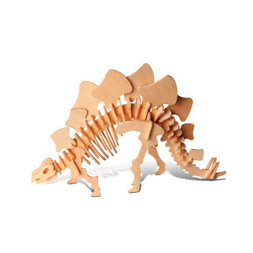 Puzzled 3D Puzzle Stegosaurus Dinosaur Wood Craft Construction Model Kit Fun & Educational DIY Wooden Dino Toy Assemble Model Unfinished Craft Hobby Puzzle 51pc Pack