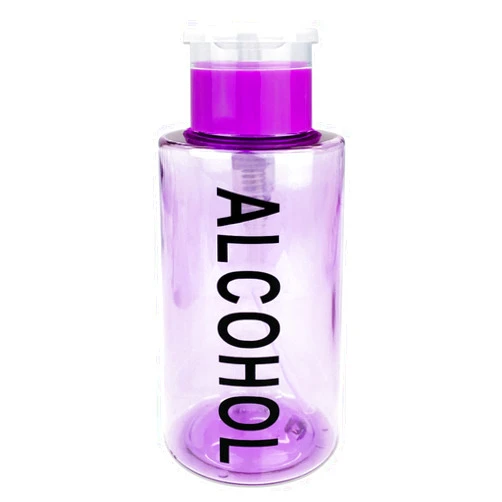 PANA 10oz PANA Purple with Word Push-Down Dispenser Bottle - 1 Bottle - Empty Refillable Pump Bottle for Nail Polish Remover Liquid Lotion Cream