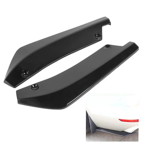 Qiilu 2pcs Rear Bumper Lip Diffuser Universal Car Rear Bumper Lip Spoiler Anti-Scratch Protector Glossy Black
