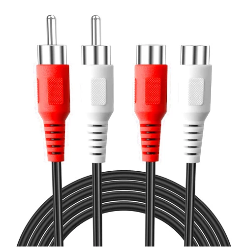 CEFOJQAO 2 RCA to 2RCA Extension Cable 2-Pack, 6.6 ft RCA Cable 2 Male to 2 Female, 2RCA Stereo Audio Extender Cable for Speaker, Amplifier, Mixer, TV