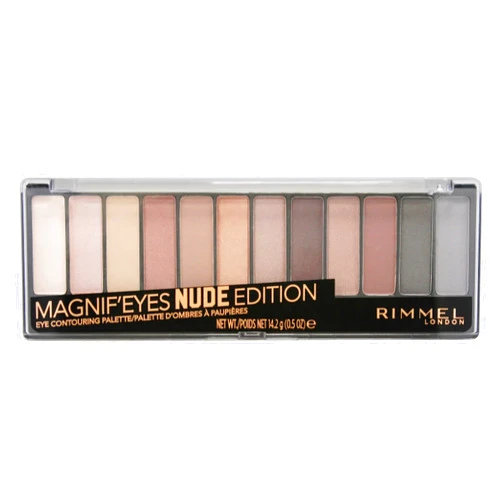 Rimmel London Magnif'Eyes Eyeshadow Palette, 12 Shades, Blendable Formula, Versatile, 001, Nude, 0.5oz