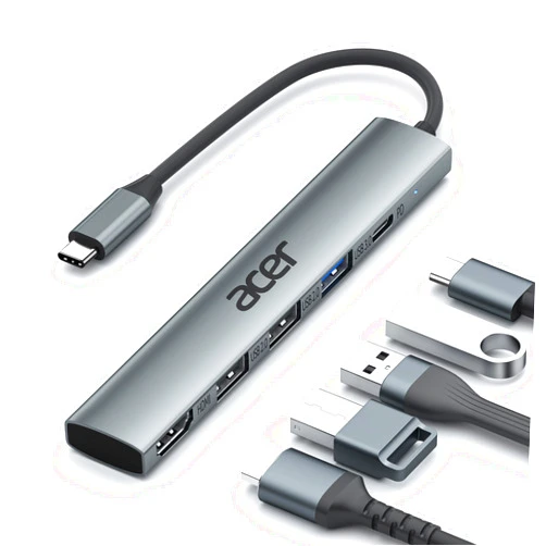 Acer 5 in 1 USB C Hub with 4K HDMI, 100W Power Delivery, 3 USB A Data Ports, USB C to HDMI Multiport Adapter for Laptop, PC, Tablet, MacBook Air, iPad Air, iMac, iPhone 15/16 Pro/Pro Max