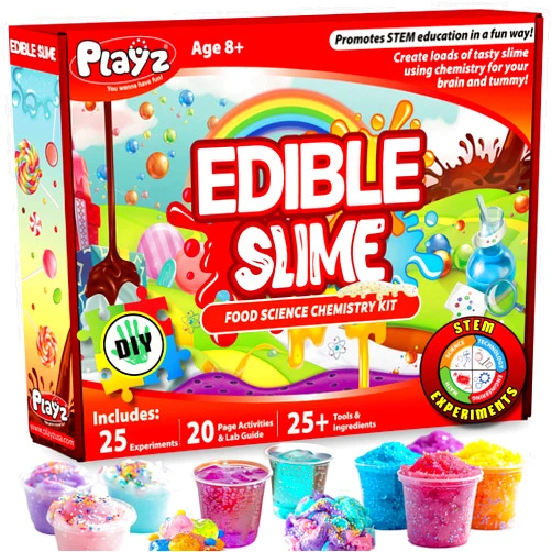 Playz Edible Slime Candy Making Science Kit for Kids Ages 8-12 Years Old - Food Science Chemistry Kid Science Kit with 25 Experiments to Make Slime Chocolates, Educational Science Kits for Boy & Girls
