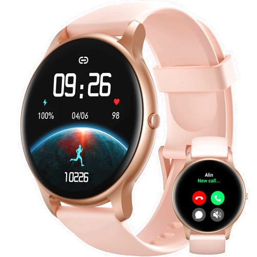 Parsonver Smart Watch for Women(Answer/Make Calls), HD Screen Fitness Tracker IP68 Waterproof, 100+ Sport Modes, Heart Rate/Sleep/SpO2/Steps Monitor, Round Smartwatch for Android & iPhone, Rose Gold