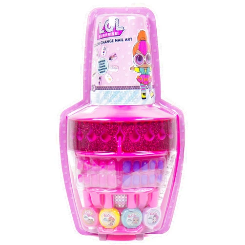 Horizon Group USA L.O.L. Surprise Color Change Nail Art, includes 2 Sets of Adhesive Nails,3 Nail Polishes,1 Nail Decal Sheet,Water Transfer Tattoo Sheet,Nail Gems,Toe Separators + Instructions