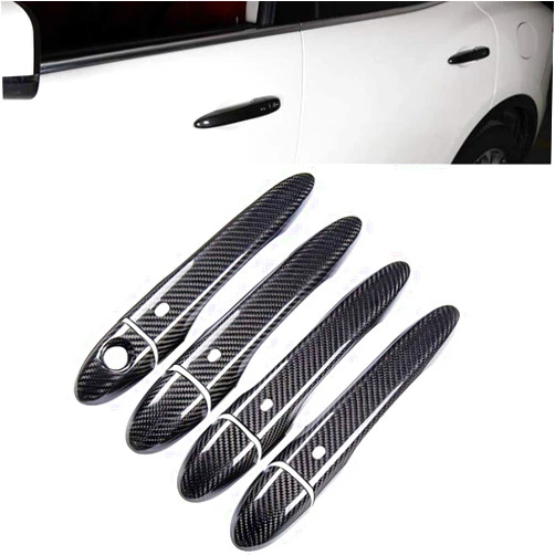 YOCTM ABS Balck Carbon Fiber Look Outer Door Handle Cover Trim for Maserati Levante 2016-2021 Ghibli 2014-2021 (Fits with Front Door Keyhole and 4 Doors Smart Keyhole)