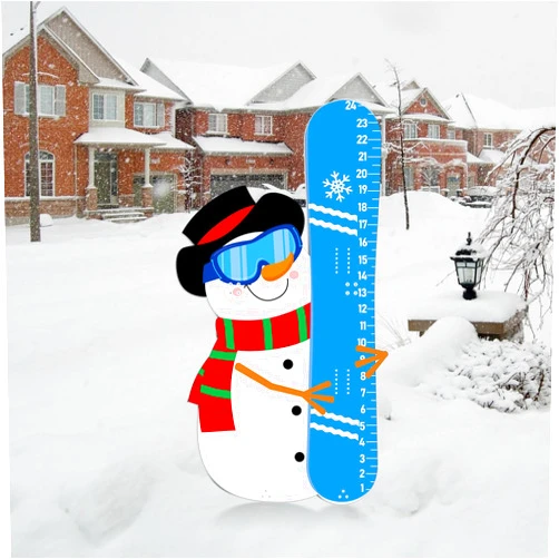 Silkfly 24'' Iron Winter Snowman Snow Gauge Outdoor Snowman Yard Stake Winter Outdoor Decorations Snowflake Metal Snowfall Measuring Gauge Snowman Measuring Stick for Yard Patio Decor