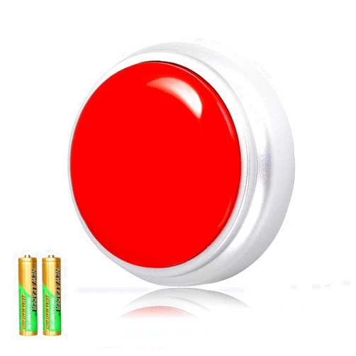 Cover 30 Seconds Answer Buzzers Recordable Talking Button Easy Button Record Button Toy Gift Answer Buzzers (RED+Silver)