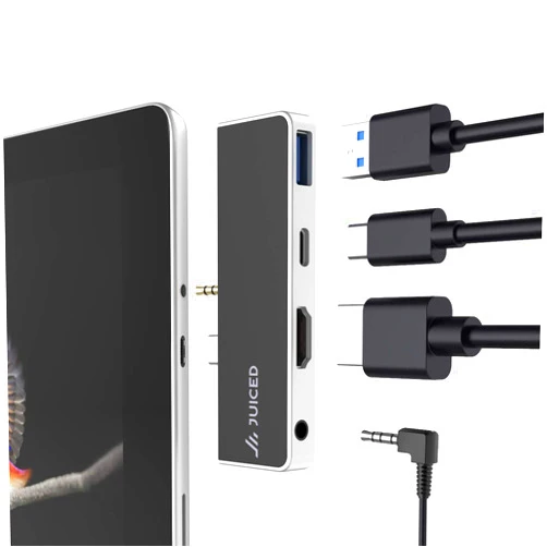 Juiced Systems QuickHUB - Surface Go Adapter - 2X USB 3.0 | 4K HDMI | USB-C | AUX - Designed for Surface GO | Surface GO 2