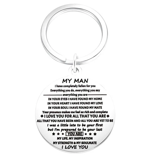 Aesnefe to My Man Keychain Gifts for Him, Birthday Valentine's Day Chrismas Anniversary Jewelry for Husband Boyfriend from Wife Girlfriend, Engagement Gift for Fiance