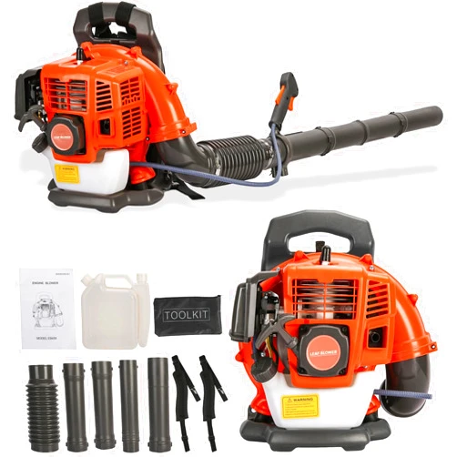 ZTGD Backpack Gas Powered Leaf Blower, 52CC 550CFM 3HP 2 Stroke Grass Lawn Blower Air Cooling Gasoline Backpack Grass Blower with Air-Cooled, Snow Blower for Outdoor (550CFM 52CC)