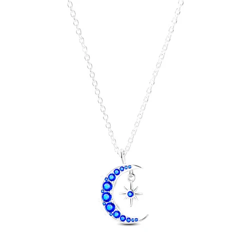 NARMO 925 Sterling Silver Necklace for Women Heart Pendant Necklace Moon Pendant Necklace Colorful Cubic Zirconia Pendant with Chain Necklace Various Dainty Necklaces for Women