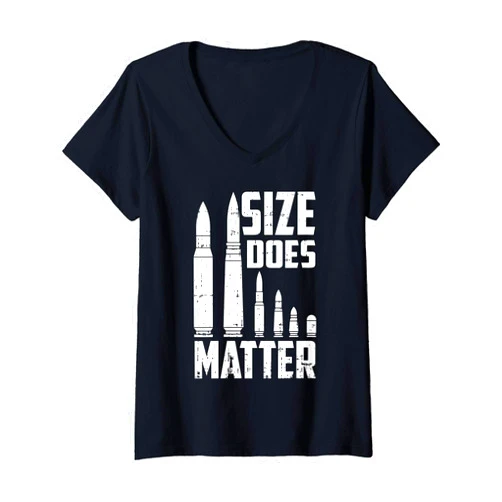 VepaDesigns Gun Womens Size Matter Bullet Ammo Pro Gun Lover Cool Enthusiast Gifts V-Neck T-Shirt